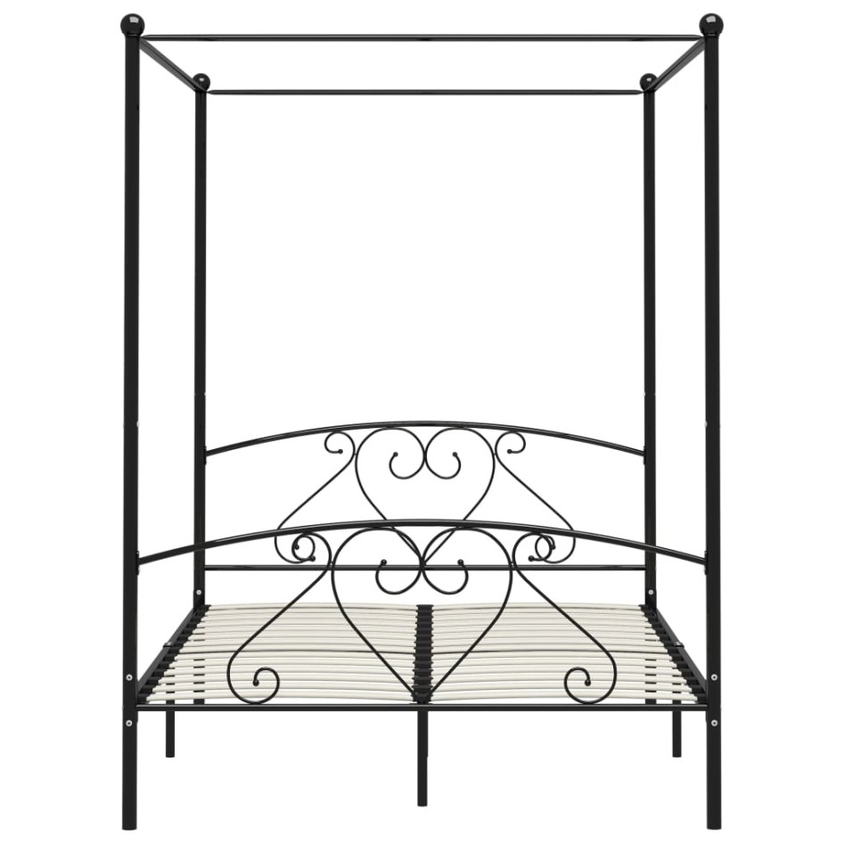 Estructura de cama con dosel metal negro 140x200