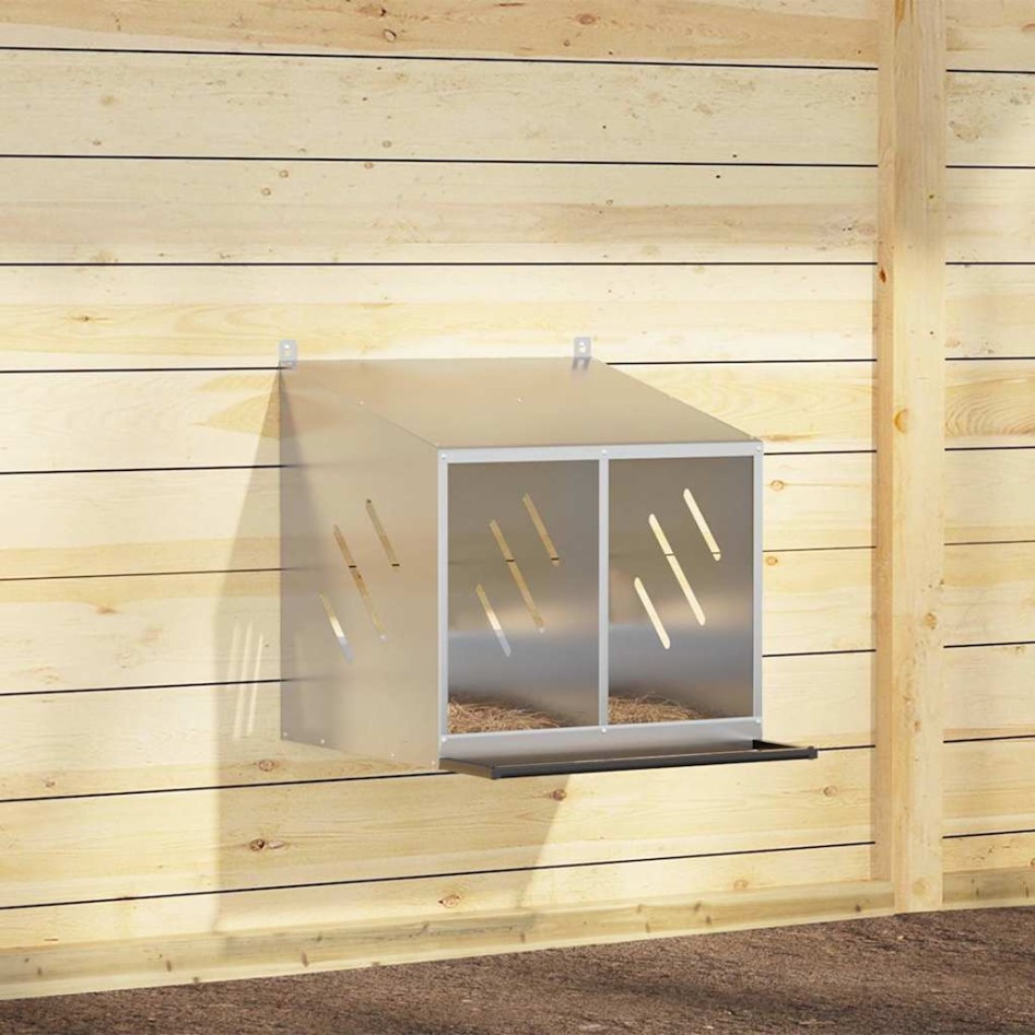 Nido para gallinas con 2 compartimentos plateado