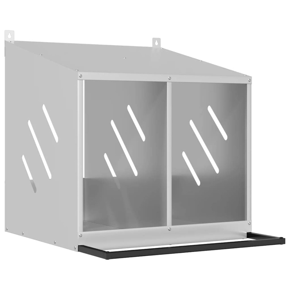 Nido para gallinas con 2 compartimentos plateado