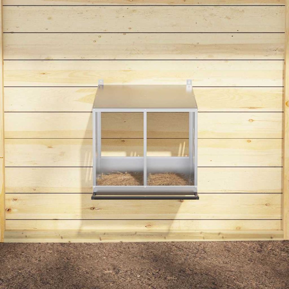 Nido para gallinas con 2 compartimentos plateado