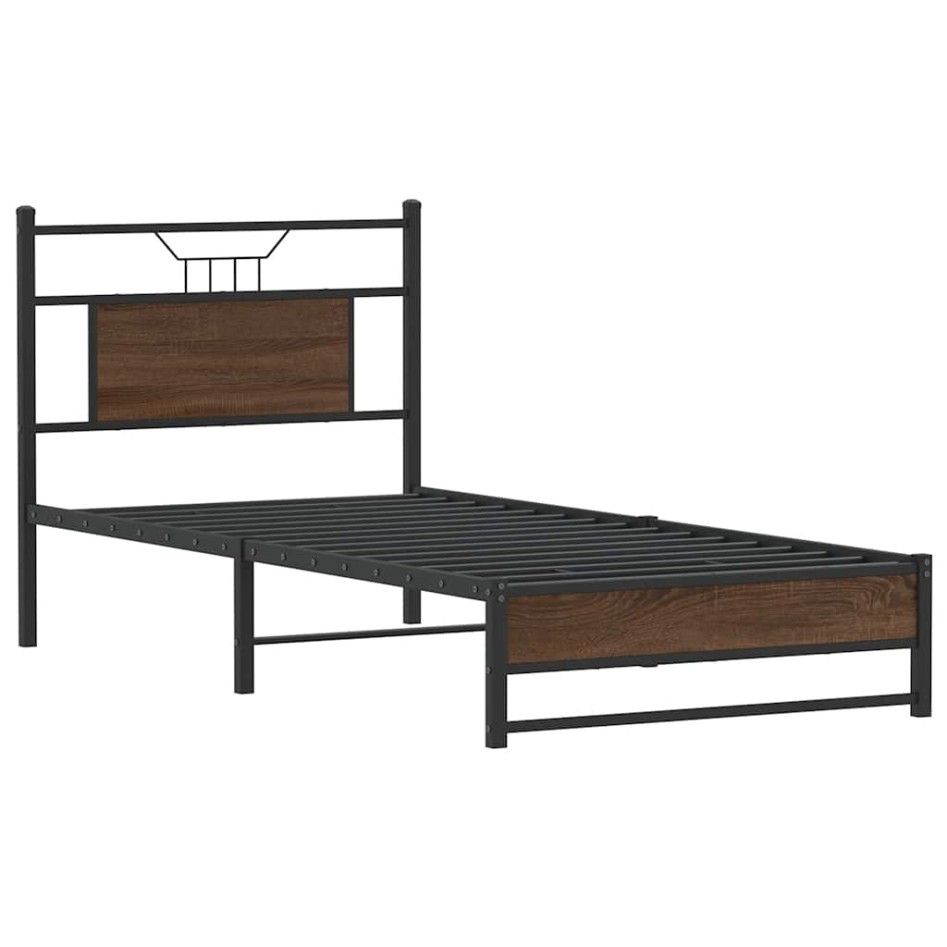 Estructura de cama sin colchón madera marrón roble 75x190