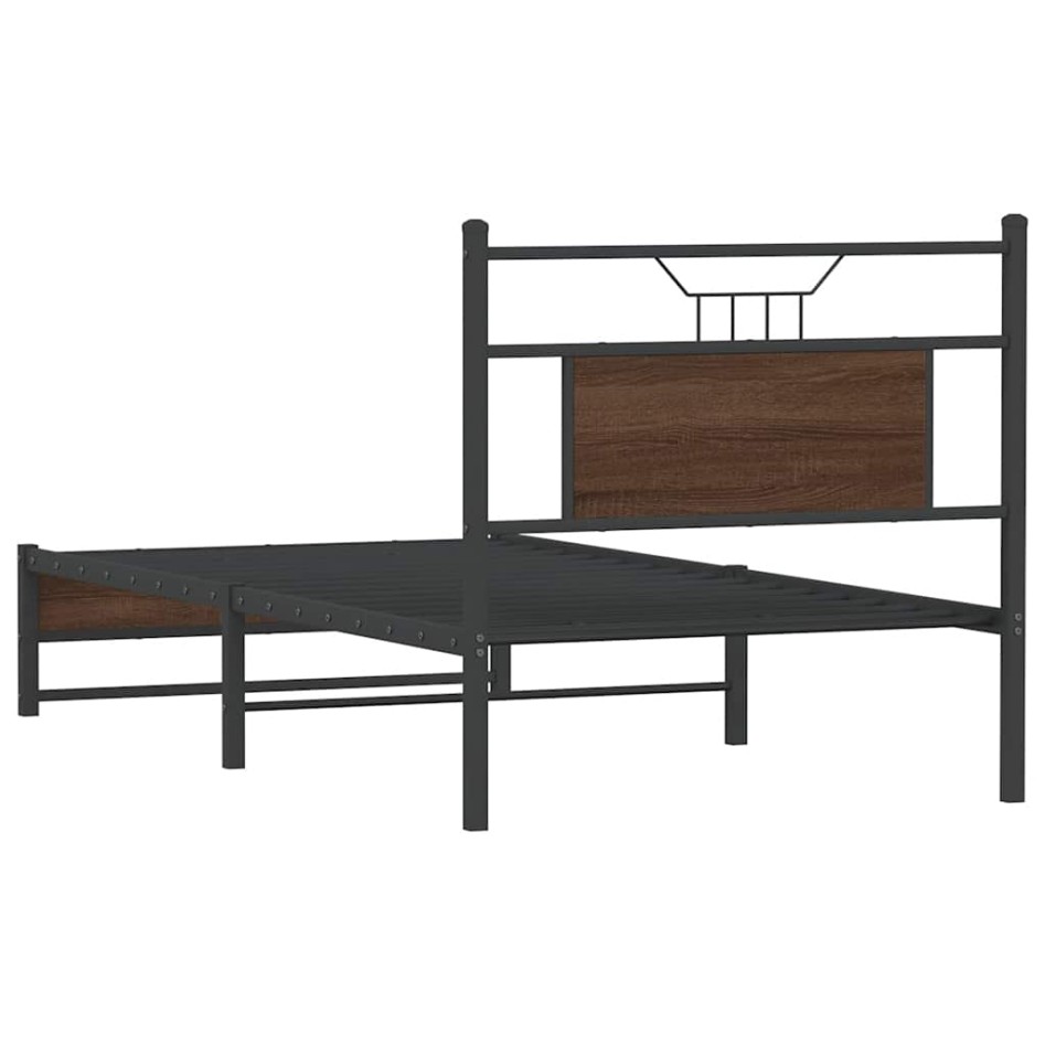 Estructura de cama sin colchón madera marrón roble 75x190