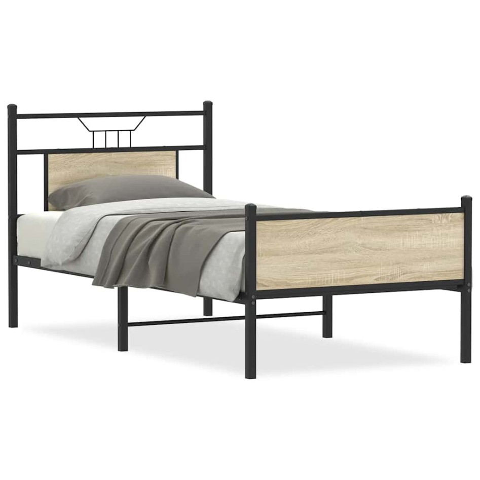 Estructura de cama sin colchón madera roble Sonoma 75x190
