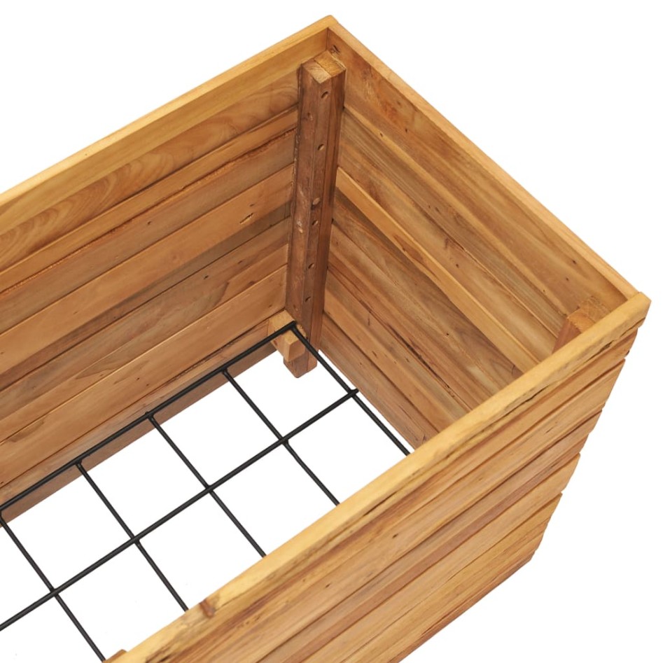 Jardinera madera maciza de teca y acero 100x40x55