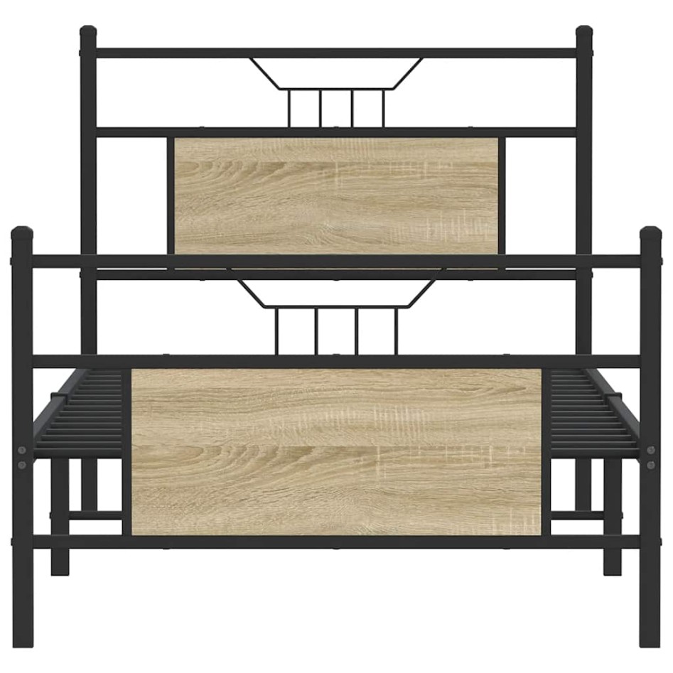 Estructura de cama sin colchón madera roble Sonoma 75x190