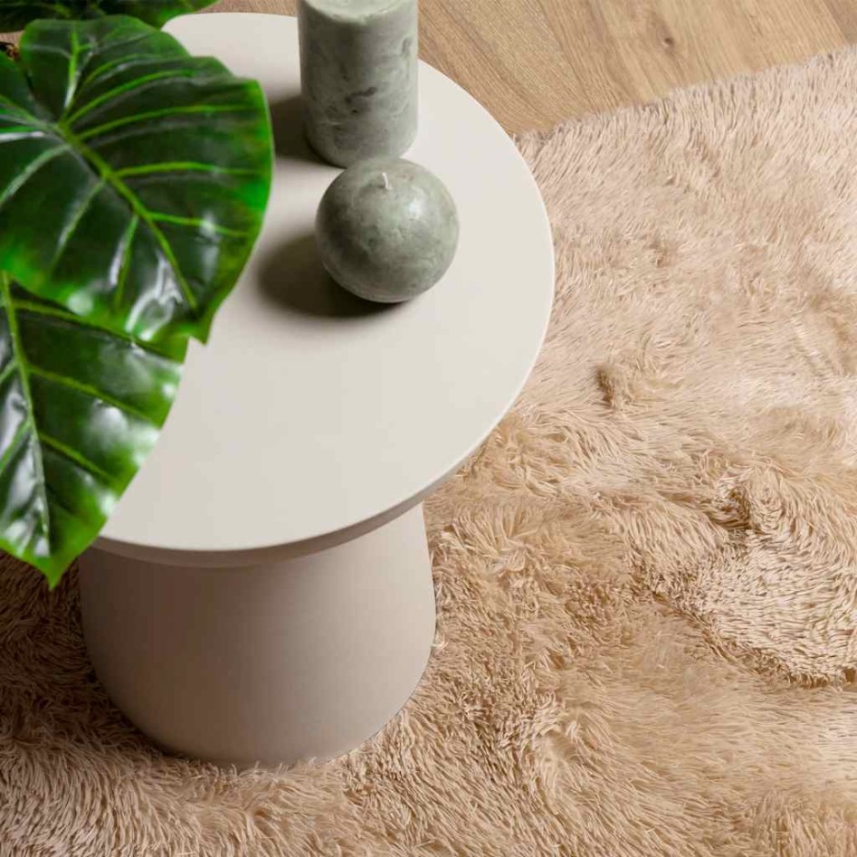 Alfombra peluda de pelo largo NAVARRA beige 240x240cm