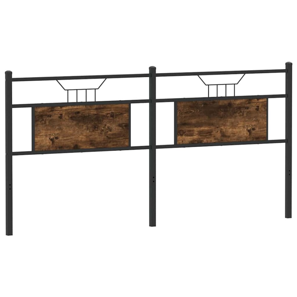 Cabecero de madera de ingeniería y acero roble ahumado 120