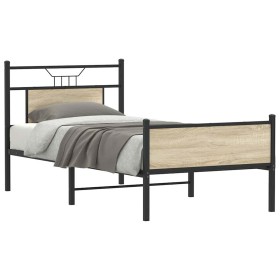Estructura de cama sin colchón madera roble Sonoma 90x190