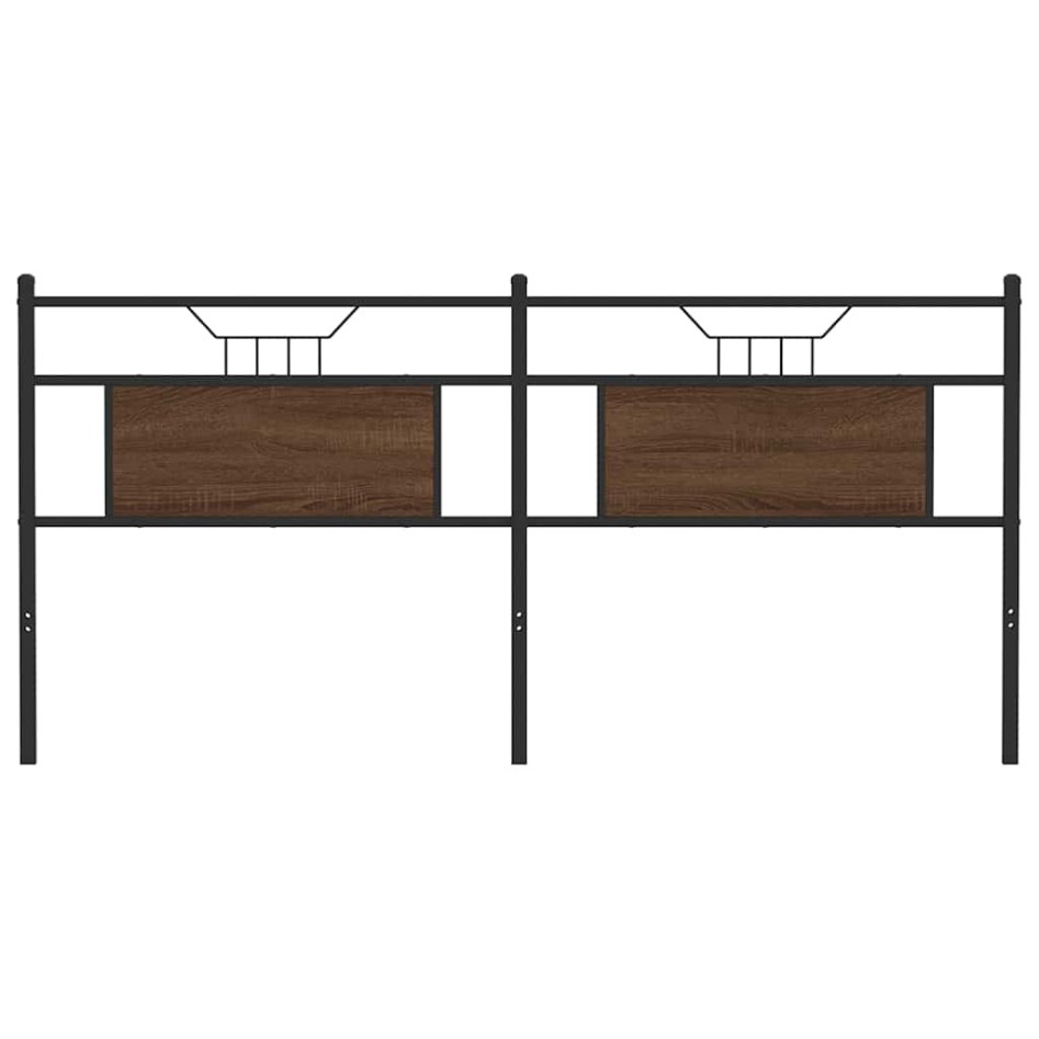 Cabecero de madera de ingeniería y acero marrón roble 180