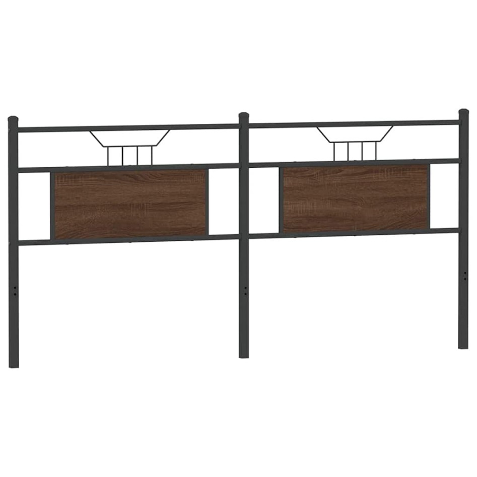 Cabecero de madera de ingeniería y acero marrón roble 180