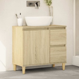 Armario de baño madera contrachapada roble Sonoma 65x33x60