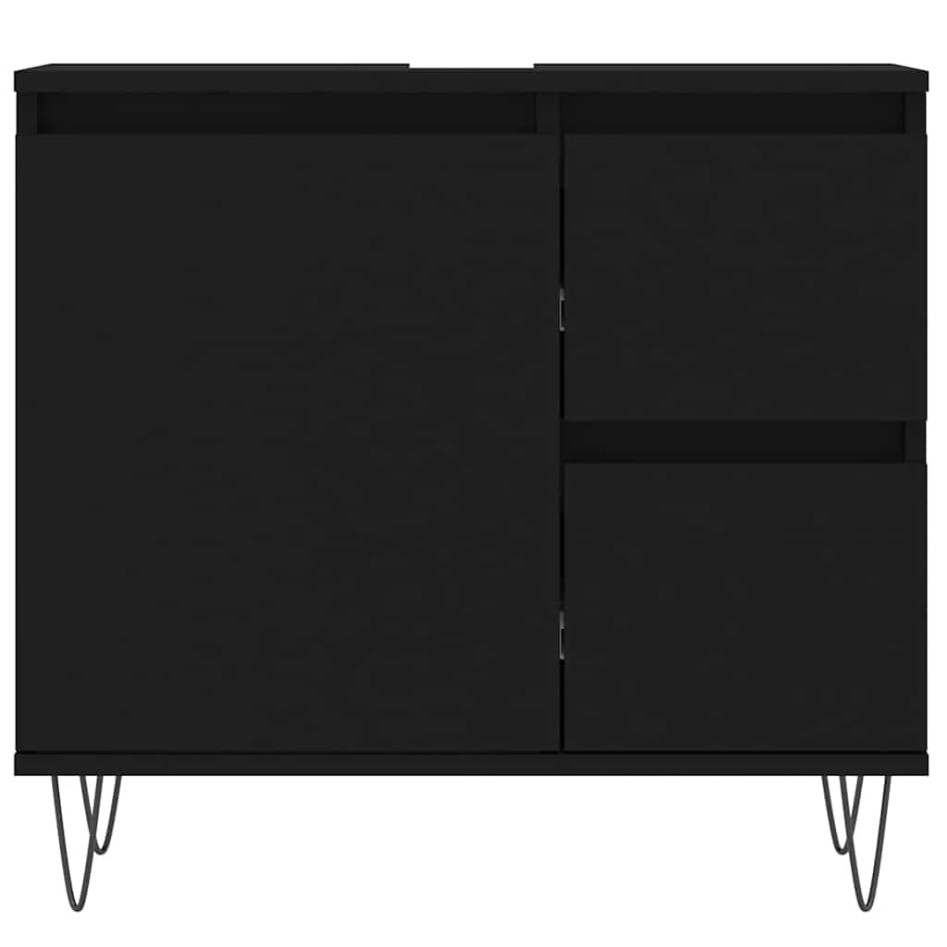 Armario de baño madera contrachapada negro 65x33x60