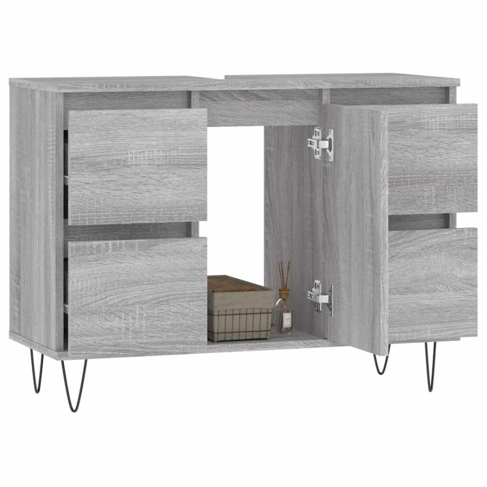 Mueble de baño madera de ingeniería gris Sonoma 80x33x60