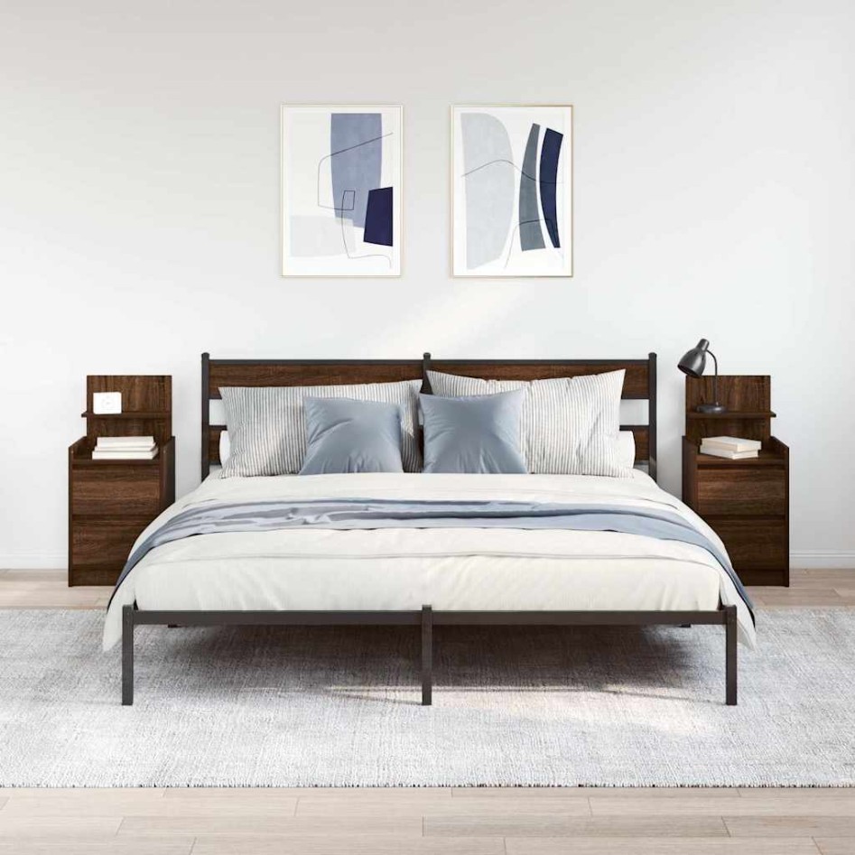 Mesillas de noche con 2 cajones 2 uds roble marrón 38x34x80