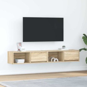Muebles de TV 2 uds Roble Sonoma 80x31x25,5cm Madera