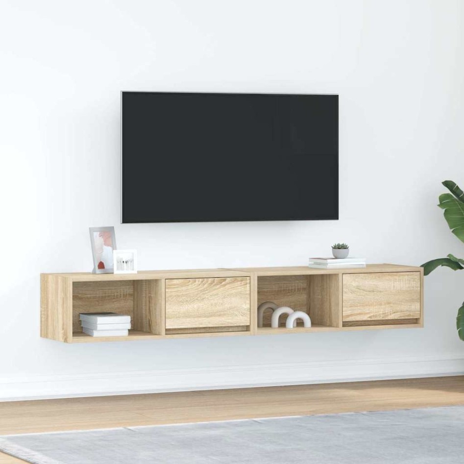 Muebles de TV 2 uds Roble Sonoma 80x31x25,5cm Madera