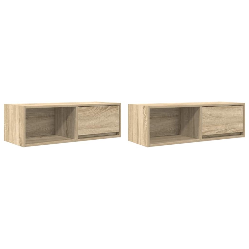 Muebles de TV 2 uds Roble Sonoma 80x31x25,5cm Madera