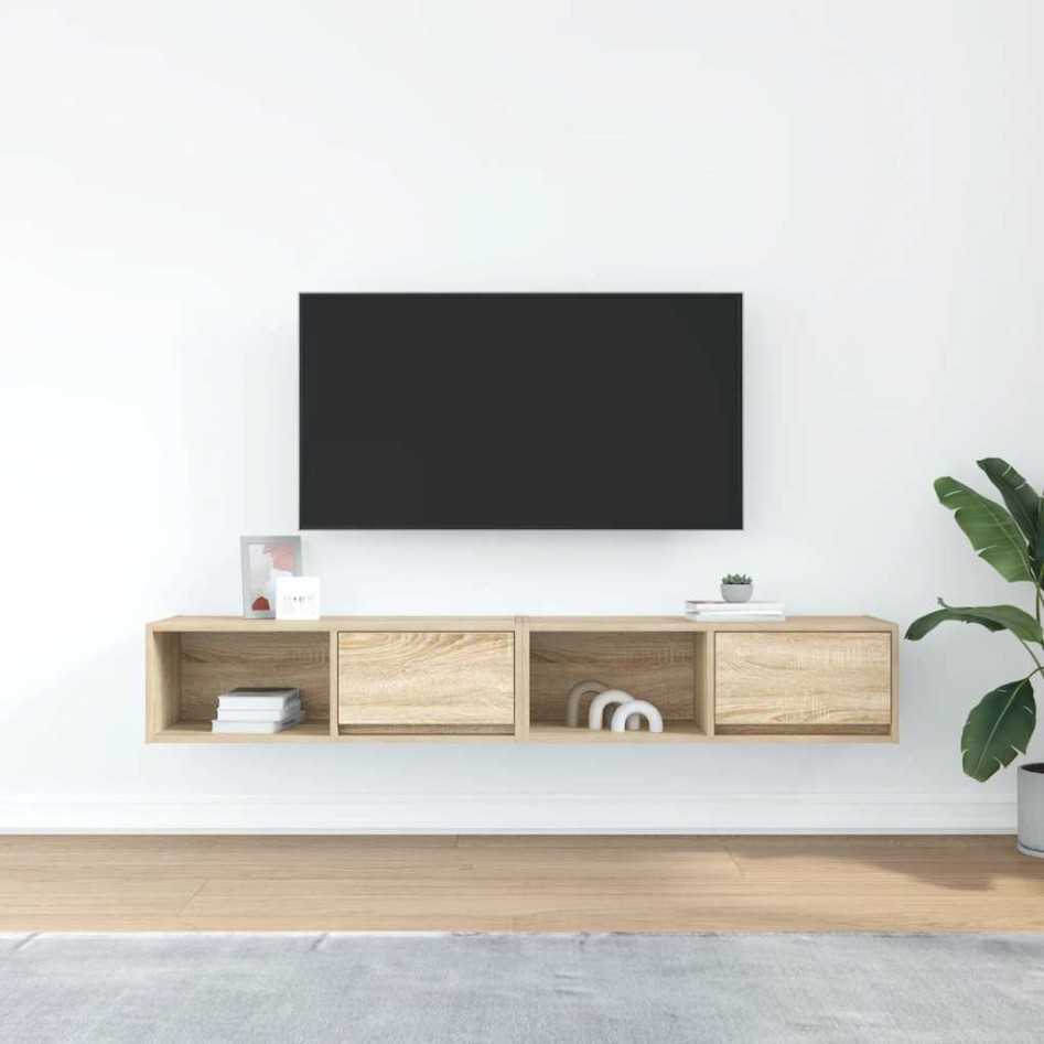 Muebles de TV 2 uds Roble Sonoma 80x31x25,5cm Madera