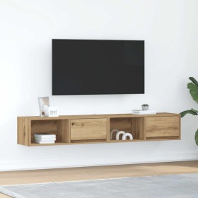 Muebles para TV 2 uds madera roble artisan 80x31x25,5
