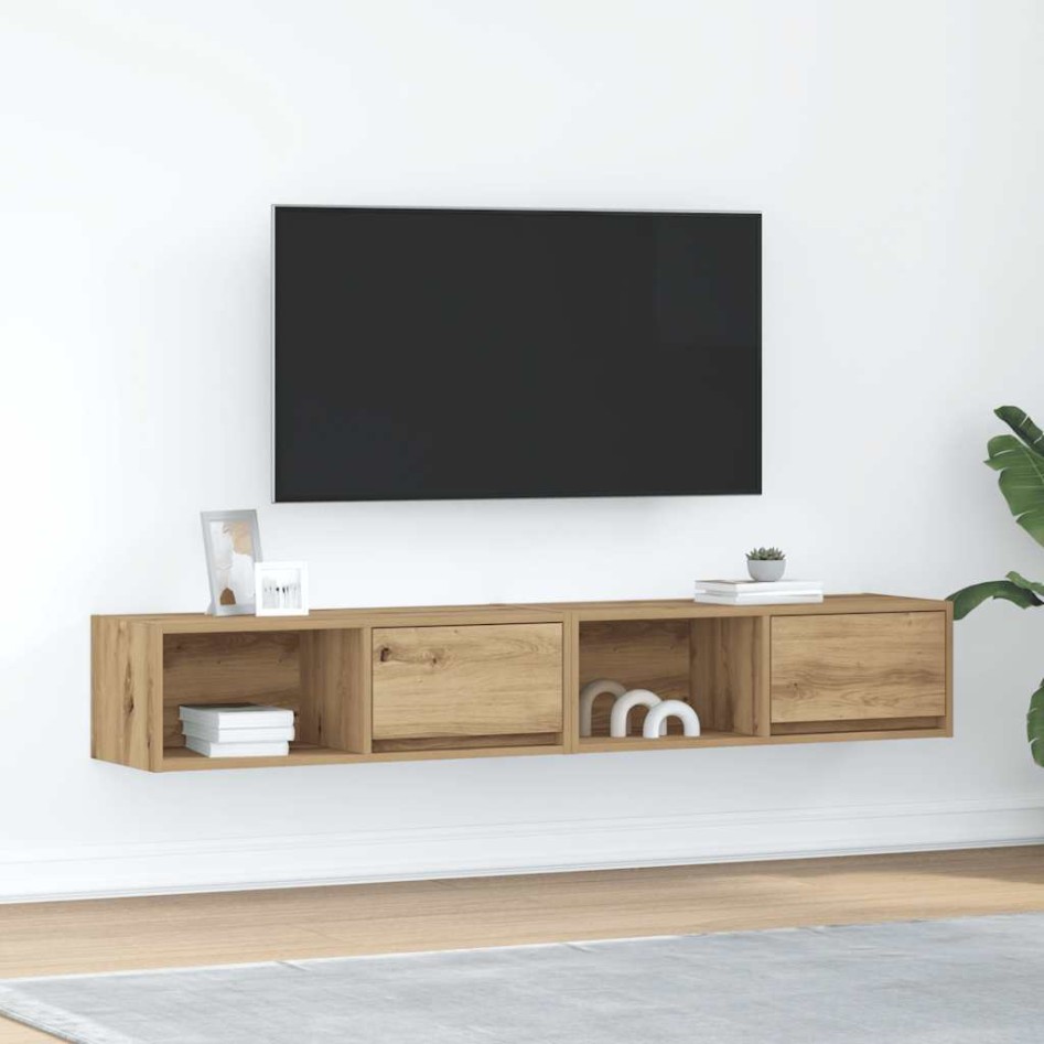 Muebles para TV 2 uds madera roble artisan 80x31x25,5