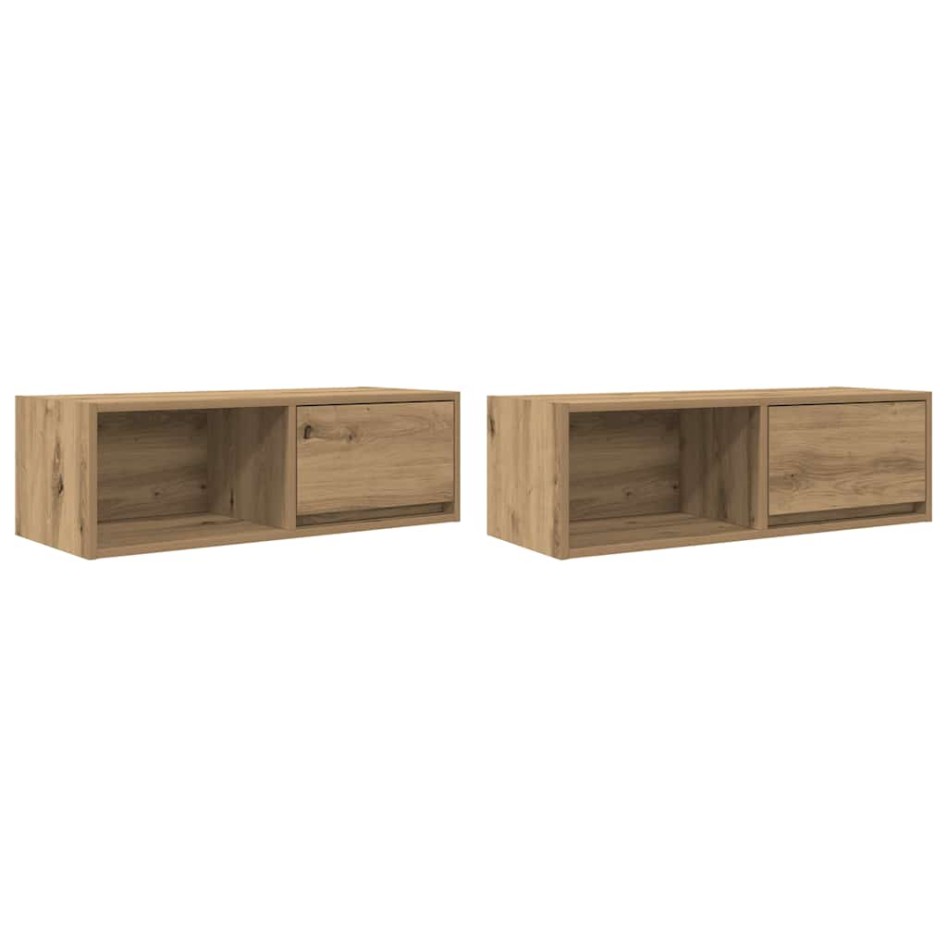 Muebles para TV 2 uds madera roble artisan 80x31x25,5