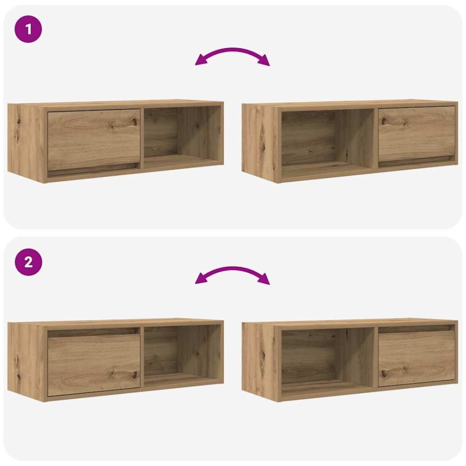 Muebles para TV 2 uds madera roble artisan 80x31x25,5