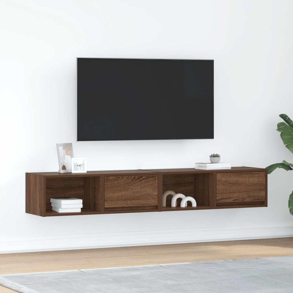 Muebles de TV 2uds Roble marrón 80x31x25,5 cm Madera