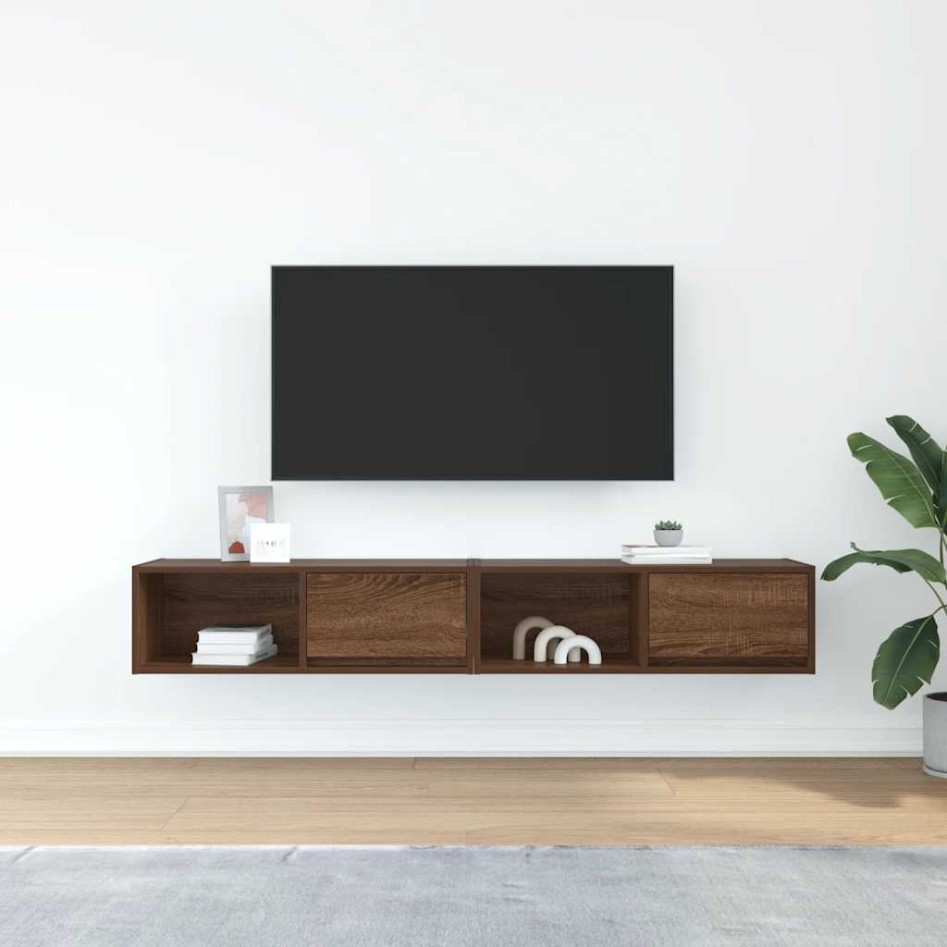 Muebles de TV 2uds Roble marrón 80x31x25,5 cm Madera