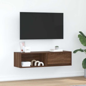 Mueble de TV madera de ingeniería marrón roble 100x31x25,5