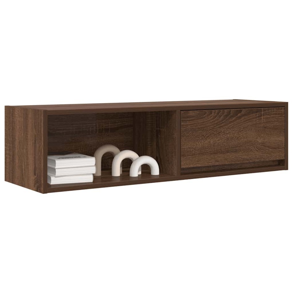 Mueble de TV madera de ingeniería marrón roble 100x31x25,5