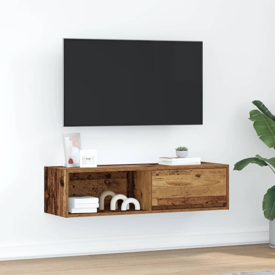 Mueble para TV madera contrachapada envejecida 100x31x25,5