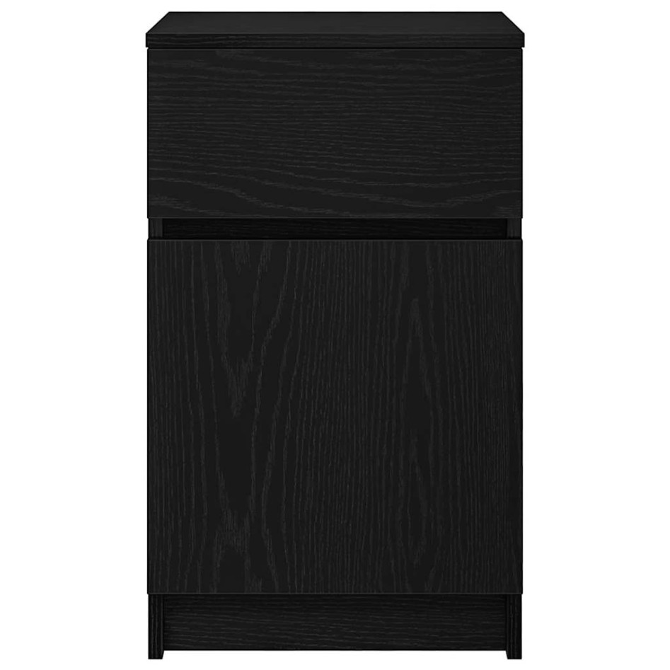 Mesilla de noche de madera de ingeniería negra 39x35x65