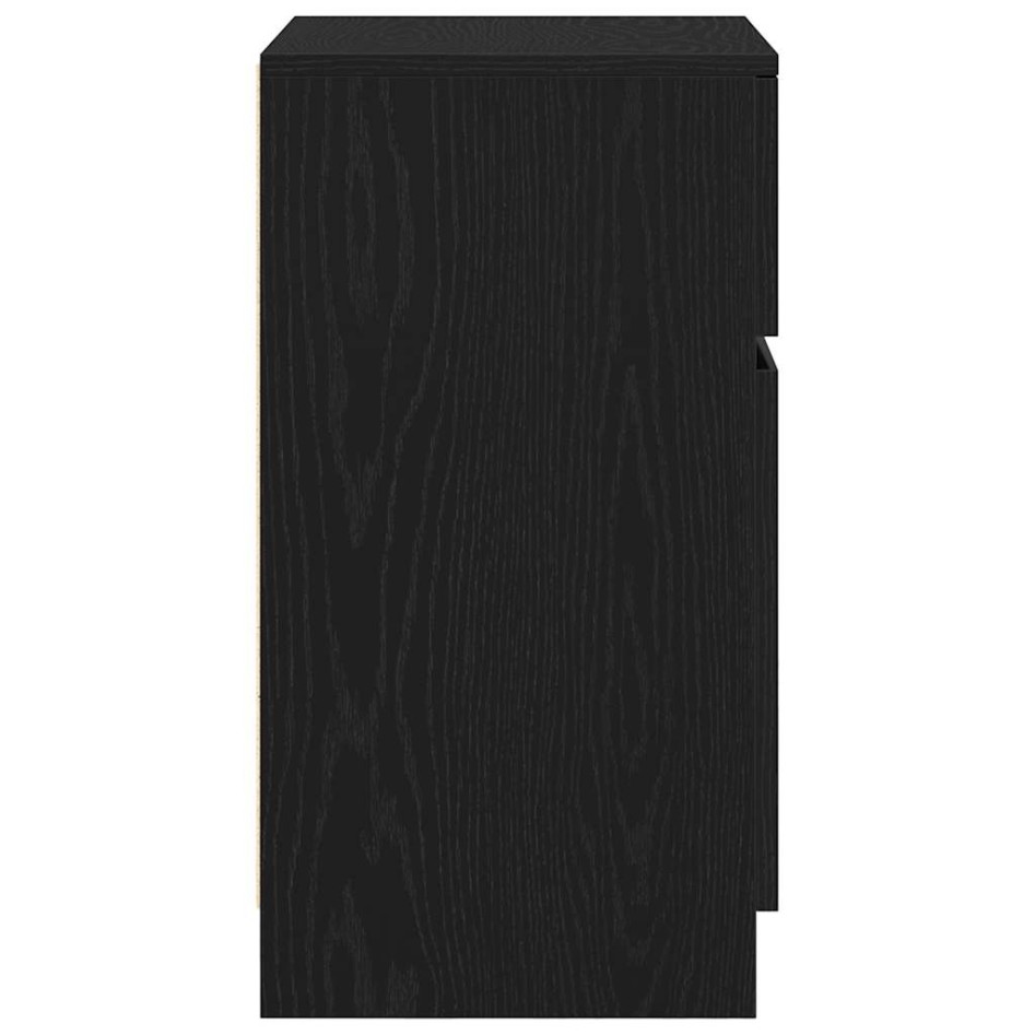 Mesilla de noche de madera de ingeniería negra 39x35x65