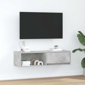 Mueble de TV madera contrachapada gris hormigón 100x31x25,5