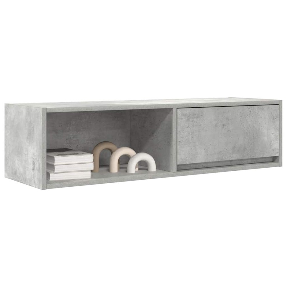 Mueble de TV madera contrachapada gris hormigón 100x31x25,5