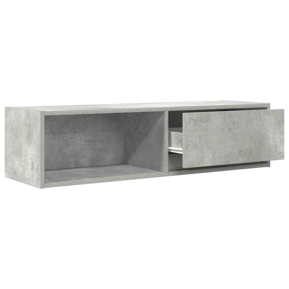 Mueble de TV madera contrachapada gris hormigón 100x31x25,5