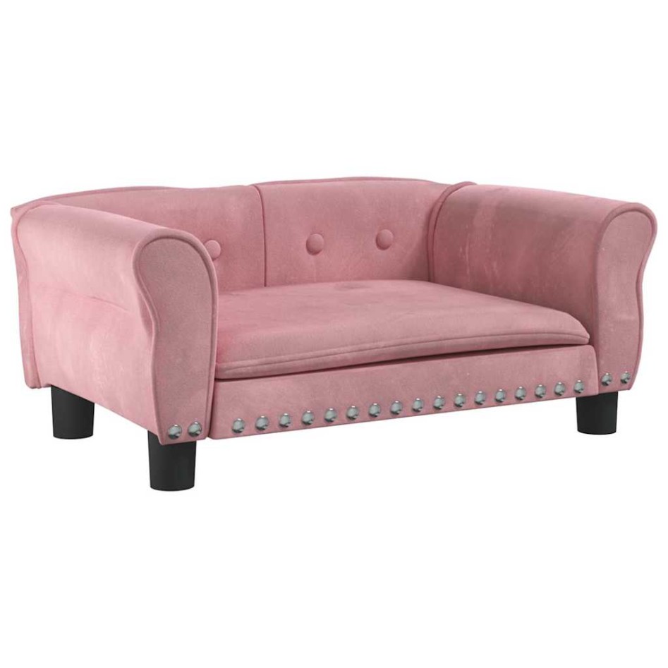 Cama para perros de terciopelo rosa 70x45x30