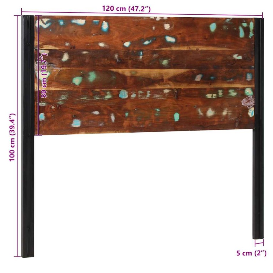 Cabecero 120 cm Madera Maciza Reciclada y