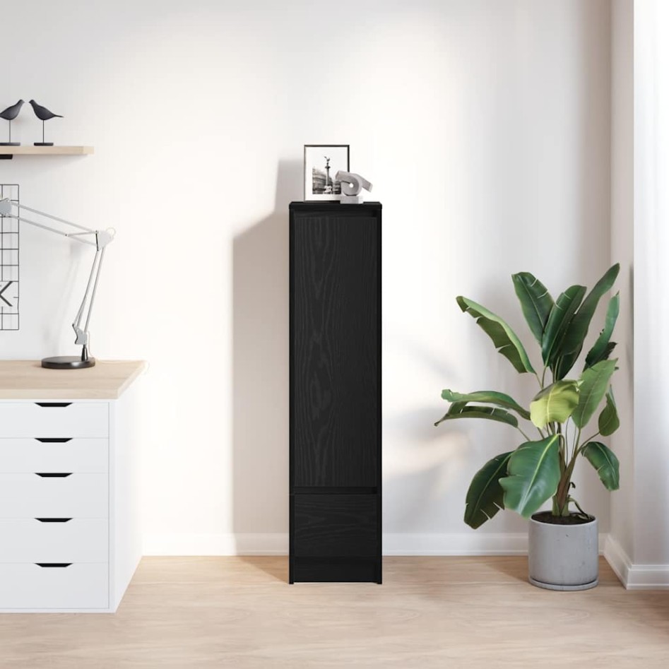 Aparador alto roble negro 29,5x34x119,5 cm madera de