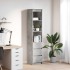 Aparador alto gris hormigón 37,5x35x180 cm madera de