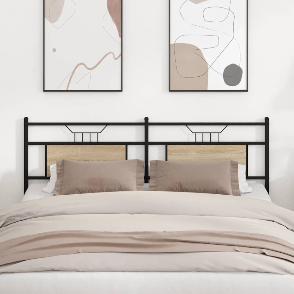 Cabecero de madera de ingeniería y acero roble Sonoma 180