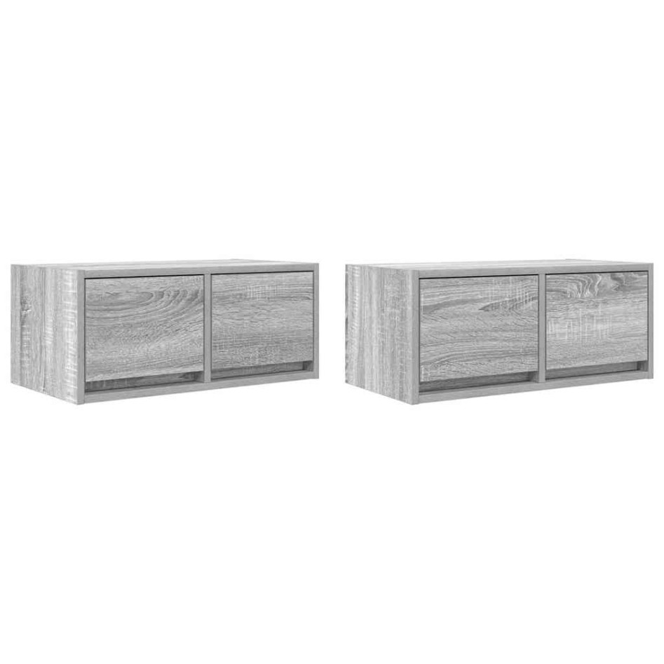 Muebles de TV 2 uds madera ingeniería gris Sonoma 60x31x25,5