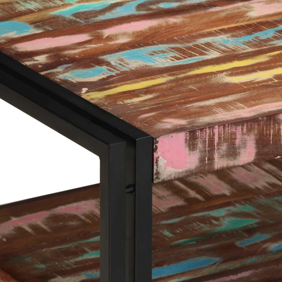 Mesa de centro multicolor 70x50x38 cm madera maciza
