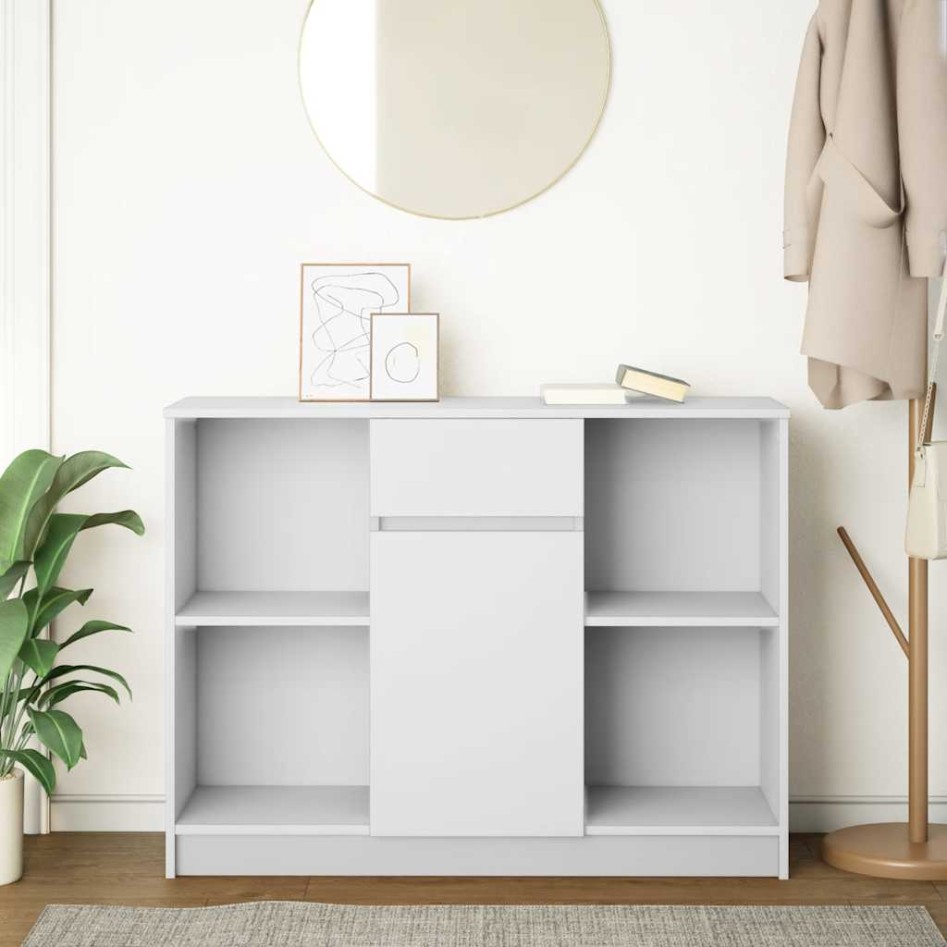 Aparador con cajón blanco 101x35x76 cm madera de