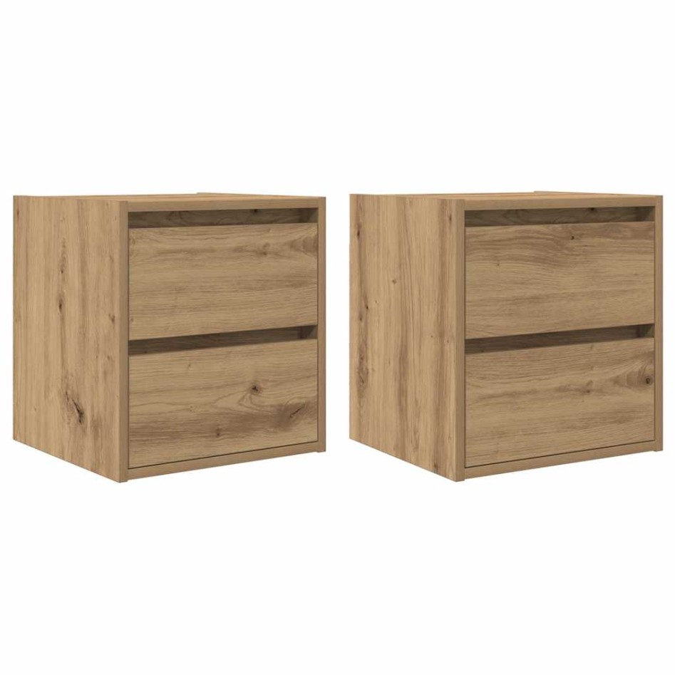 Mesitas de noche de pared 2 uds roble artisan 38x34x40