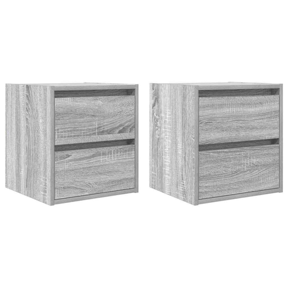 Mesillas de noche de pared 2 uds gris Sonoma 38x34x40