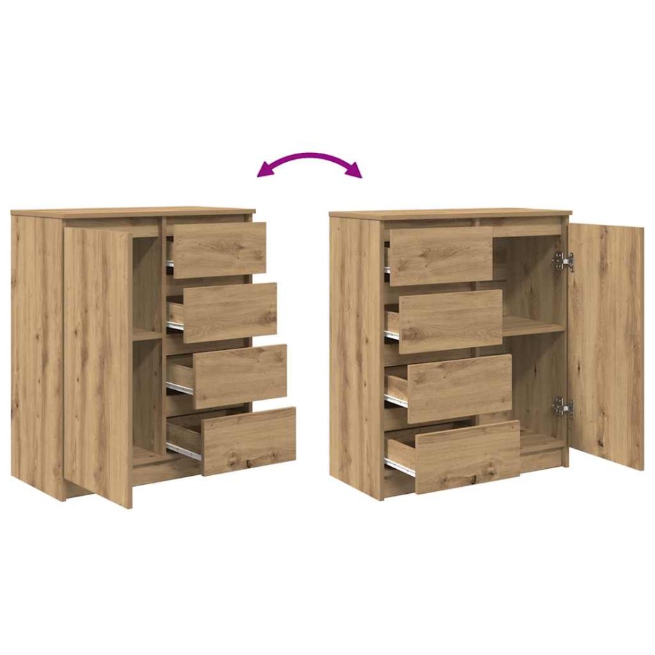 Aparador con cajones roble artisan 71x35x84cm madera