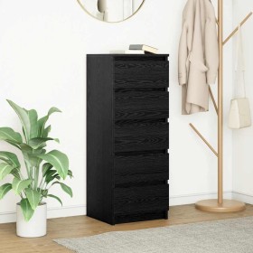 Aparador con cajones roble negro 37,5x35x99cm madera