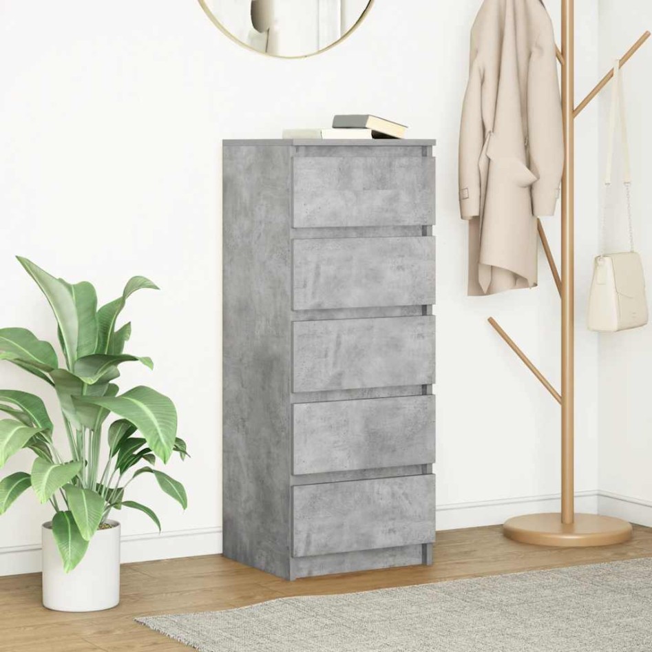 Aparador con cajones gris hormigón 37,5x35x99