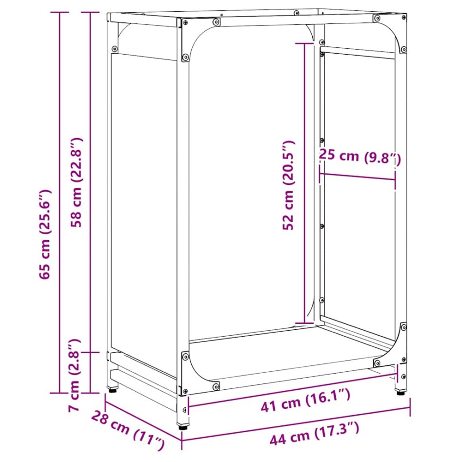 Leñero blanco 44x28x65 cm Acero laminado en